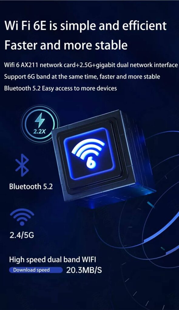 WiFi 6E and Bluetooth 5.2 - Fast and Stable Connection