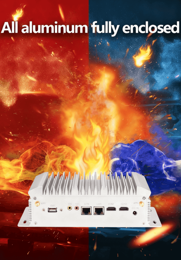 A fanless industrial mini PC should have a wide temperature range to withstand extreme environments. (1)