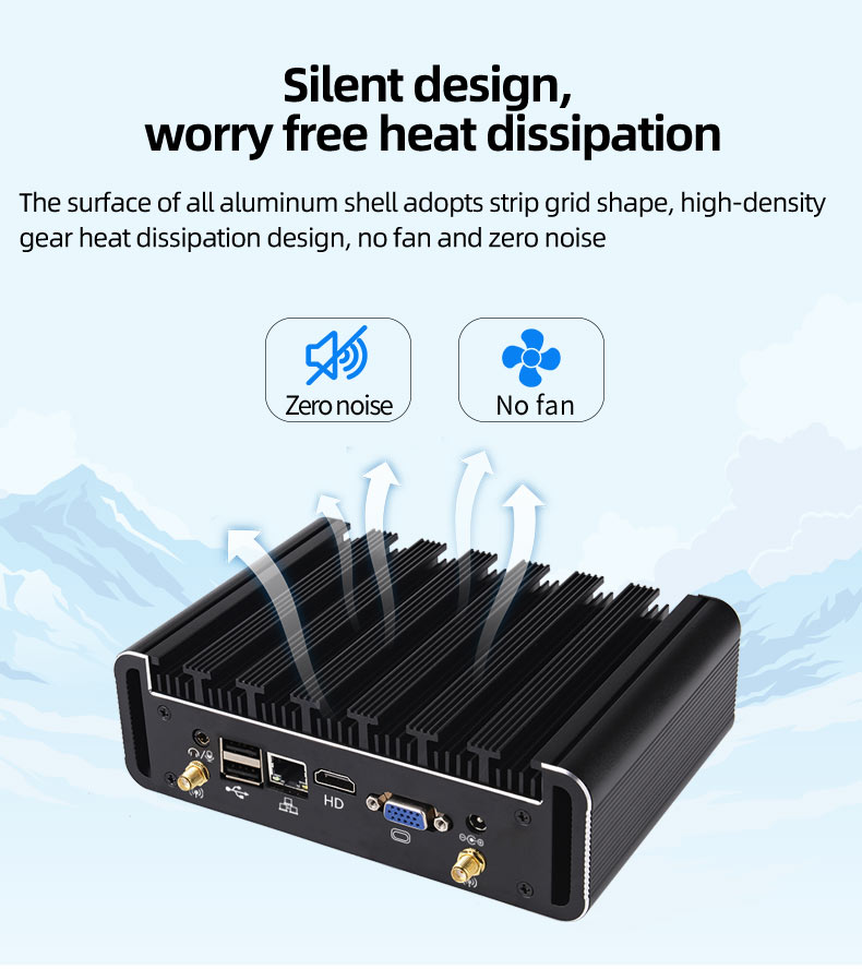 Fanless Industrial Mini PC - Zero Noise, All-Aluminum Heat Dissipation